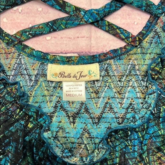 Women's Multicolor Top with Crisscross Detail - Picture 2 of 7